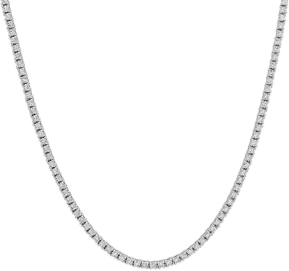 Dazzlingrock Collection 4.05 Carat (ctw) 14K Round Cut Diamond Tennis Necklace