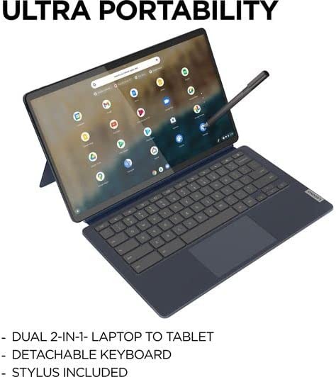 Lenovo 联想 IdeaPad 5 Duet 13.3 英寸 FHD Chromebook 笔记本电脑 - (Qualcomm Snapdragon 7c Gen 2,高通 Adreno GPU,8GB RAM,256GB eMMC,Chrome OS ) - Abyss Blue (82QS000NUK)