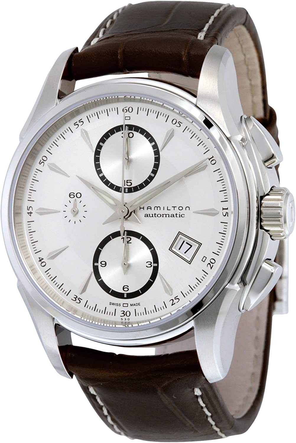 Hamilton Men's H32616553 Jazzmaster Silver-Dial Watch with Brown Band